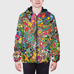 Куртка с капюшоном мужская Абстрактные пятна, цвет: 3D-черный — фото 2