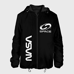 Куртка с капюшоном мужская Nasa space logo white, цвет: 3D-черный