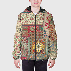 Куртка с капюшоном мужская Славянский собирательный узор - орнаментный паттер, цвет: 3D-черный — фото 2