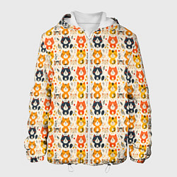 Куртка с капюшоном мужская Разноцветные котята ретро узор, цвет: 3D-белый