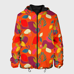 Куртка с капюшоном мужская Яркие ягодки-листочки, цвет: 3D-черный