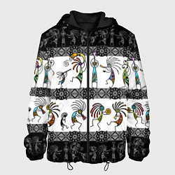 Куртка с капюшоном мужская Кокопелли - боги индейцев хайда, цвет: 3D-черный