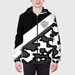 Куртка с капюшоном мужская Россия камуфляж текстура, цвет: 3D-черный — фото 2