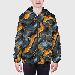 Куртка с капюшоном мужская Золотой мрамор, цвет: 3D-черный — фото 2