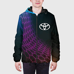 Куртка с капюшоном мужская Toyota neon hexagon, цвет: 3D-черный — фото 2