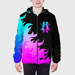 Куртка с капюшоном мужская Hunter x Hunter неоновый огонь, цвет: 3D-черный — фото 2