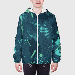 Куртка с капюшоном мужская Яркий абстрактный узор для спорта, цвет: 3D-белый — фото 2