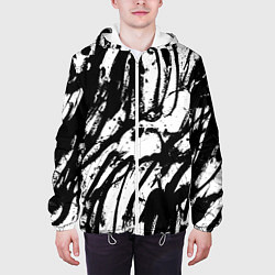 Куртка с капюшоном мужская Чёрно-белая абстракция: нейросеть, цвет: 3D-белый — фото 2