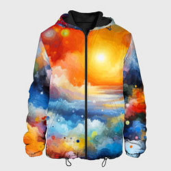 Куртка с капюшоном мужская Закат солнца - разноцветные облака, цвет: 3D-черный