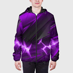 Куртка с капюшоном мужская Фиолетовая объемная абстракция, цвет: 3D-черный — фото 2