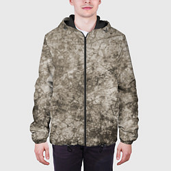 Куртка с капюшоном мужская Абстракция - серый грязный гранж, цвет: 3D-черный — фото 2