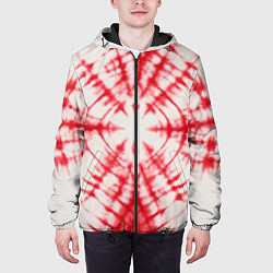Куртка с капюшоном мужская Тай-дай бело-красный, цвет: 3D-черный — фото 2