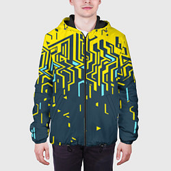 Куртка с капюшоном мужская Яркий абстрактный геометрический рисунок для спорт, цвет: 3D-черный — фото 2