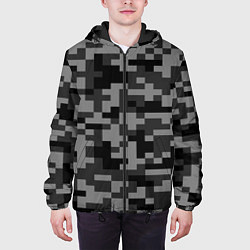 Куртка с капюшоном мужская Камуфляжные пиксели блэк, цвет: 3D-черный — фото 2