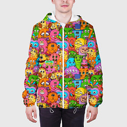 Куртка с капюшоном мужская Мультяшные монстрики орнамент, цвет: 3D-белый — фото 2