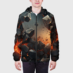 Куртка с капюшоном мужская Эпичный взрыв из камней, цвет: 3D-черный — фото 2