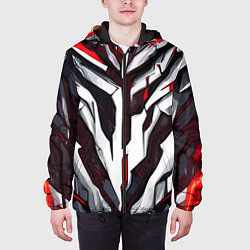 Куртка с капюшоном мужская Хаотичная красно-белая абстракция, цвет: 3D-черный — фото 2