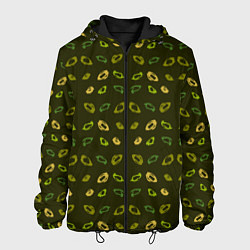 Куртка с капюшоном мужская Абстрактные зелено - золотые кольца, цвет: 3D-черный