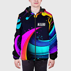 Куртка с капюшоном мужская Neon abstraction - Milano, цвет: 3D-черный — фото 2