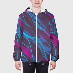 Куртка с капюшоном мужская Абстракция геометрических линий, цвет: 3D-белый — фото 2