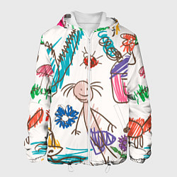 Куртка с капюшоном мужская Детский принт, цвет: 3D-белый
