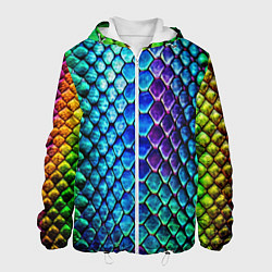 Куртка с капюшоном мужская Радужная кожа змеи, цвет: 3D-белый