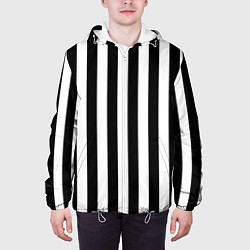 Куртка с капюшоном мужская Вертикальные черно белые полосы, цвет: 3D-белый — фото 2