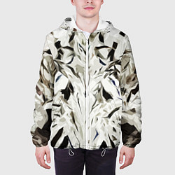 Куртка с капюшоном мужская Black and white abstraction, цвет: 3D-белый — фото 2