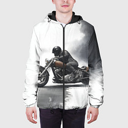 Куртка с капюшоном мужская Крутой байкер скетч, цвет: 3D-черный — фото 2