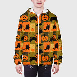 Куртка с капюшоном мужская Хэллоуин мозаика, цвет: 3D-белый — фото 2