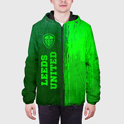 Куртка с капюшоном мужская Leeds United - green gradient по-вертикали, цвет: 3D-черный — фото 2