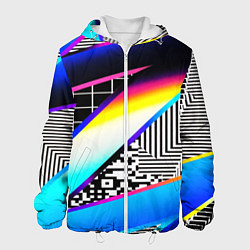 Куртка с капюшоном мужская Neon stripes geometry, цвет: 3D-белый