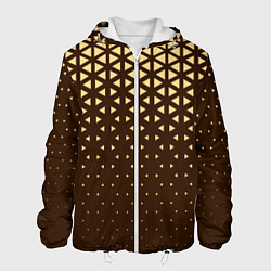 Куртка с капюшоном мужская Геометрический градиент - шоколад-латте, цвет: 3D-белый