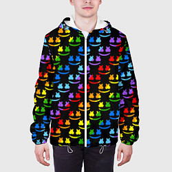 Куртка с капюшоном мужская Marshmello pattern neon, цвет: 3D-белый — фото 2