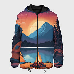 Мужская куртка В лесу с палаткой