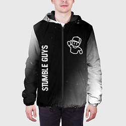 Куртка с капюшоном мужская Stumble Guys glitch на темном фоне вертикально, цвет: 3D-черный — фото 2