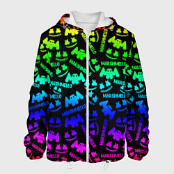 Куртка с капюшоном мужская Marshmello neon steel pattern, цвет: 3D-белый