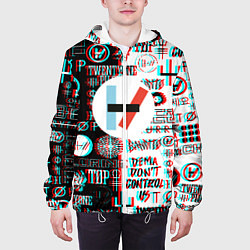 Куртка с капюшоном мужская Twenty one pilots glitch pattern, цвет: 3D-белый — фото 2