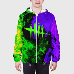 Куртка с капюшоном мужская Dead by daylight neon flame, цвет: 3D-белый — фото 2