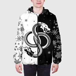 Куртка с капюшоном мужская Инь янь - змеи, цвет: 3D-черный — фото 2