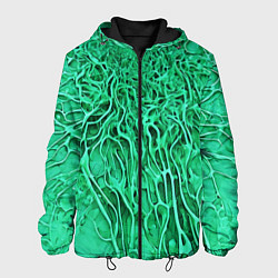 Куртка с капюшоном мужская Зелёный симбионт абстракция, цвет: 3D-черный