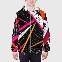 Куртка с капюшоном мужская Разноцветные праздничные линии, цвет: 3D-белый — фото 2