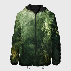Куртка с капюшоном мужская Зеленый камуфляж с эффектом старины, цвет: 3D-черный