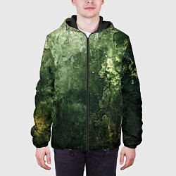 Куртка с капюшоном мужская Зеленый камуфляж с эффектом старины, цвет: 3D-черный — фото 2