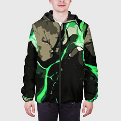 Куртка с капюшоном мужская Зелёный разлом в камне, цвет: 3D-черный — фото 2