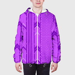 Куртка с капюшоном мужская Закулисье фиолетовые обои, цвет: 3D-белый — фото 2