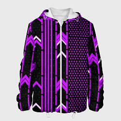 Куртка с капюшоном мужская Фиолетовые обои на чёрном фоне, цвет: 3D-белый