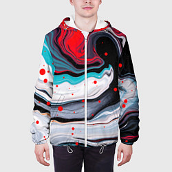 Куртка с капюшоном мужская Флюид арт абстракция, цвет: 3D-белый — фото 2