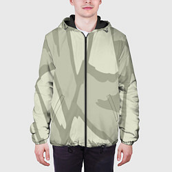 Куртка с капюшоном мужская Серо-зеленая абстрактная текстура, цвет: 3D-черный — фото 2