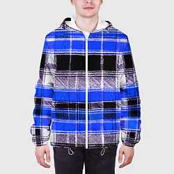 Куртка с капюшоном мужская Белые полосы на чёрно-синем фоне, цвет: 3D-белый — фото 2